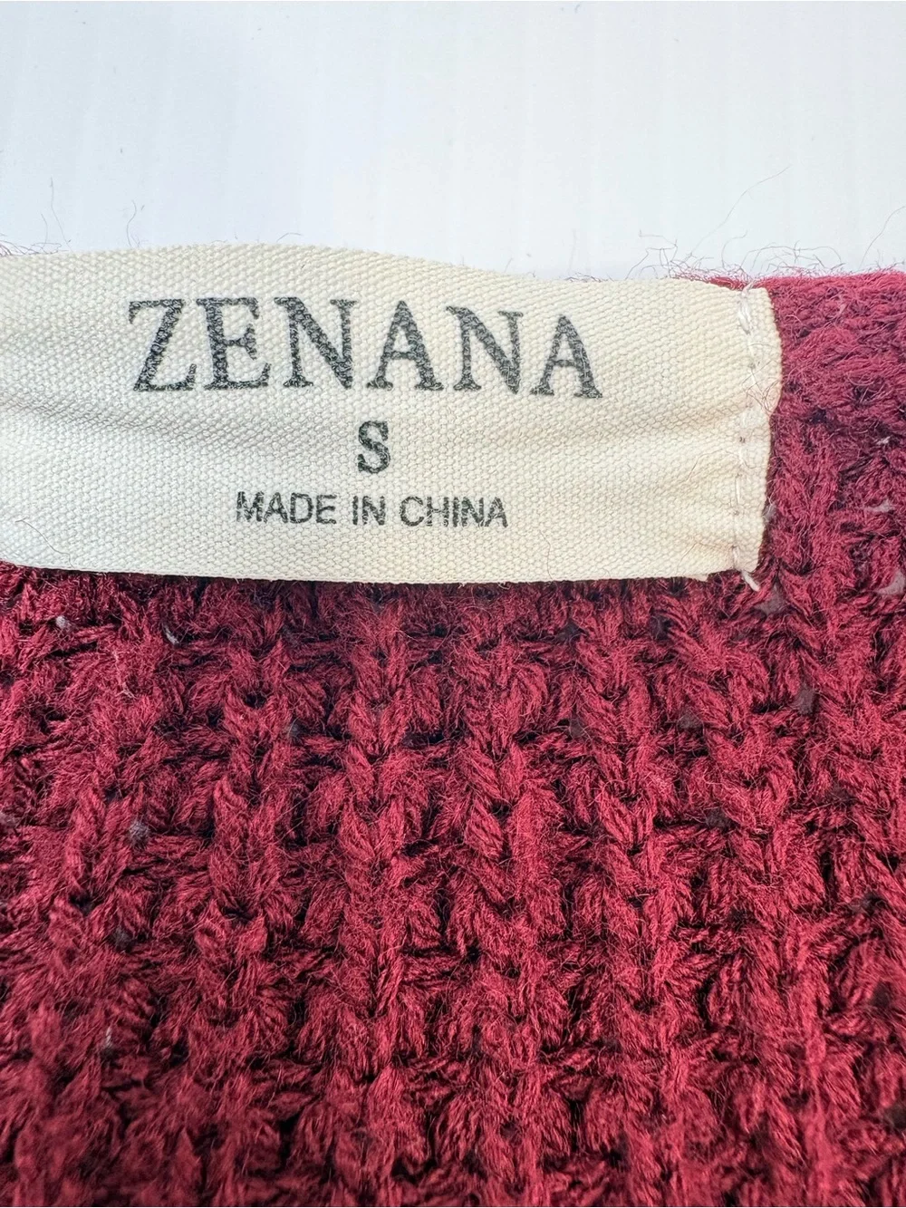 Zenana Open-Front Chunky Knit Cozy Layering Cardigan Burgundy Front Pockets SzS